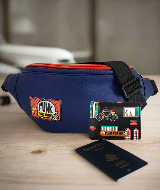 Combo Offers: Navy Red Fanny Pack & Wall Pocket Wallet Black