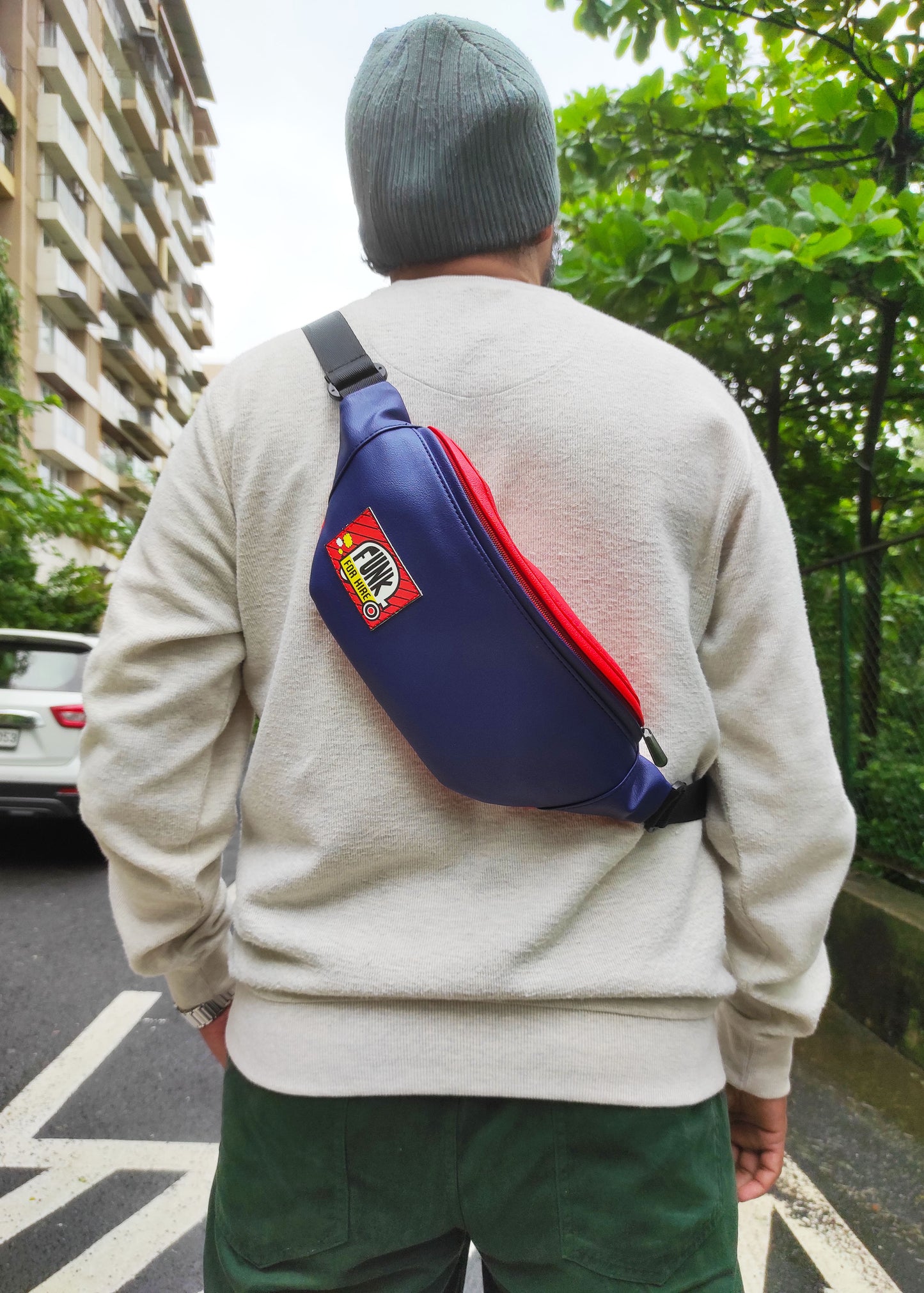 Navy and Red Fanny Pack / Chest Bag