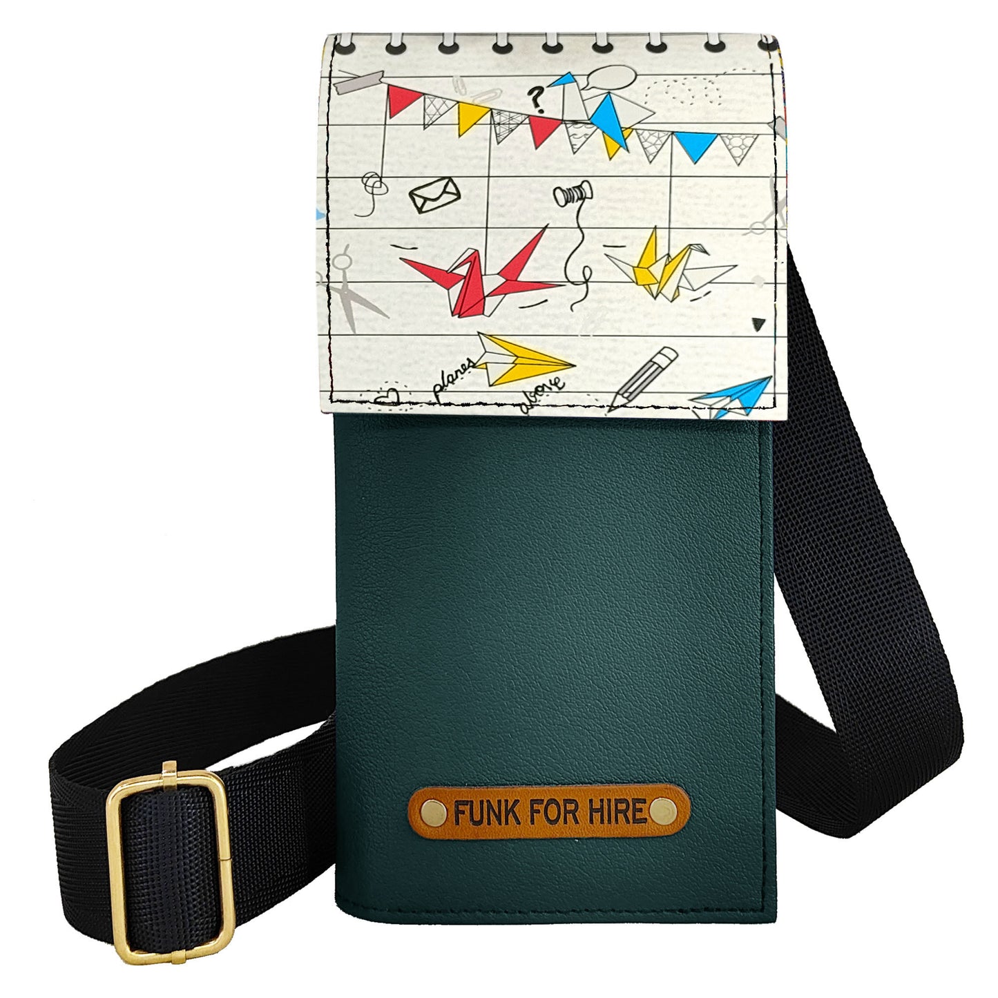 Origami Flap Mobile Phone Sling Teal and White