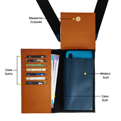 Origami Flap Mobile Phone Sling Teal and White