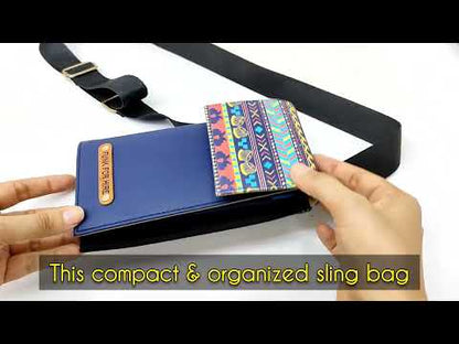Music Border Flap Mobile Phone Sling Navy