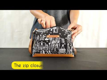 Mela Printed Canvas Box Sling Bag Black