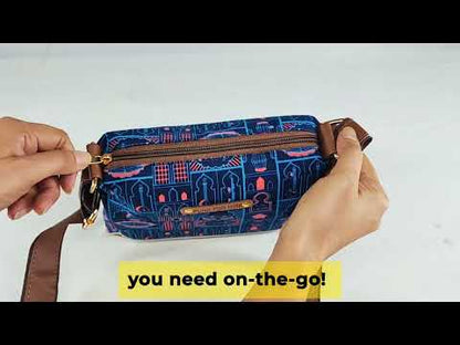 Music Wall  Printed Canvas box Sling Bag Navy