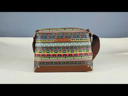 Tree Printed Faux Leather Box Sling Bag Teal