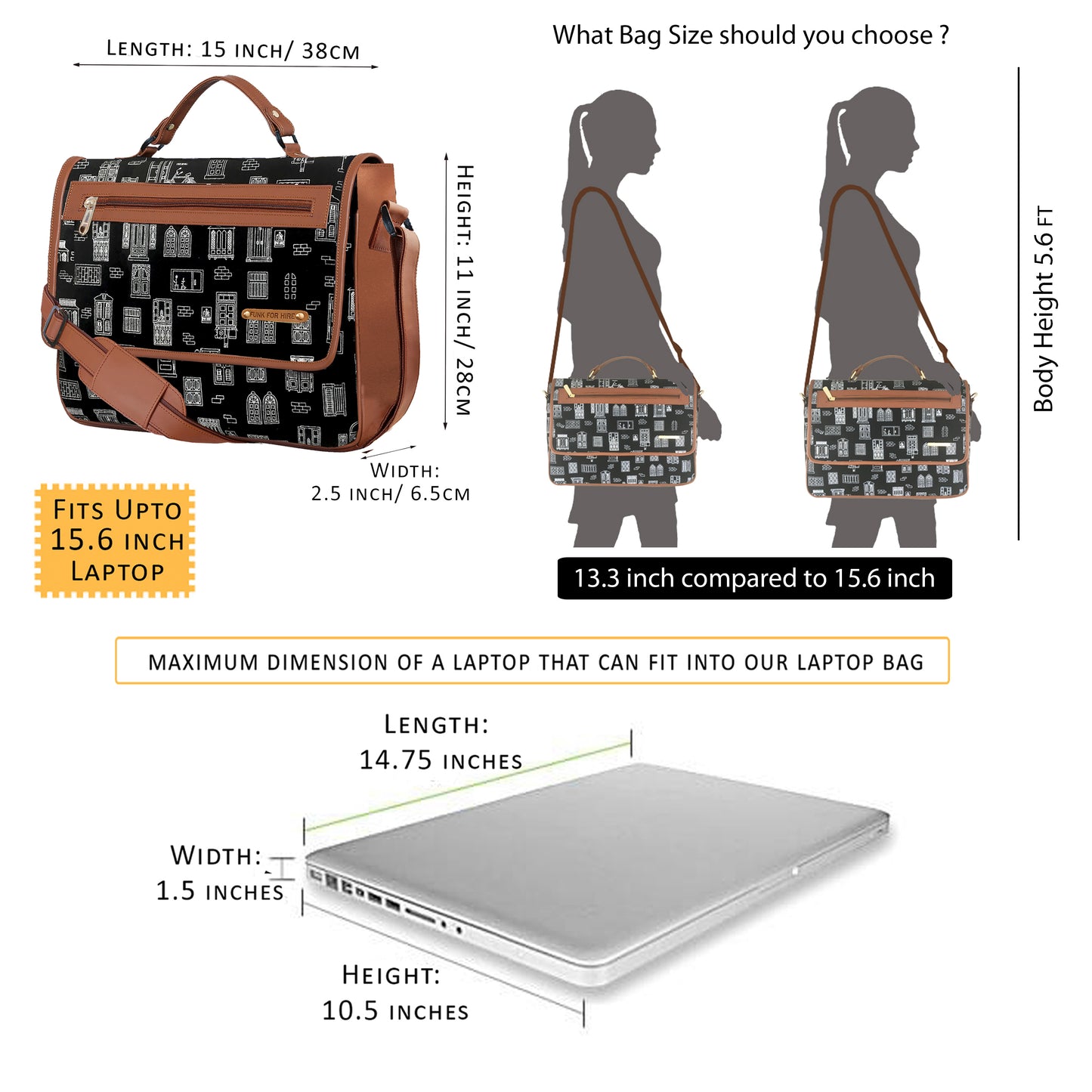 Wall Flap Laptop Bag 15.6 inch