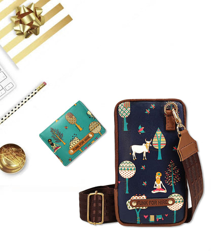 💥Combo Offers :Tree Navy Mobile Sling & Tree Pocket Teal Wallet