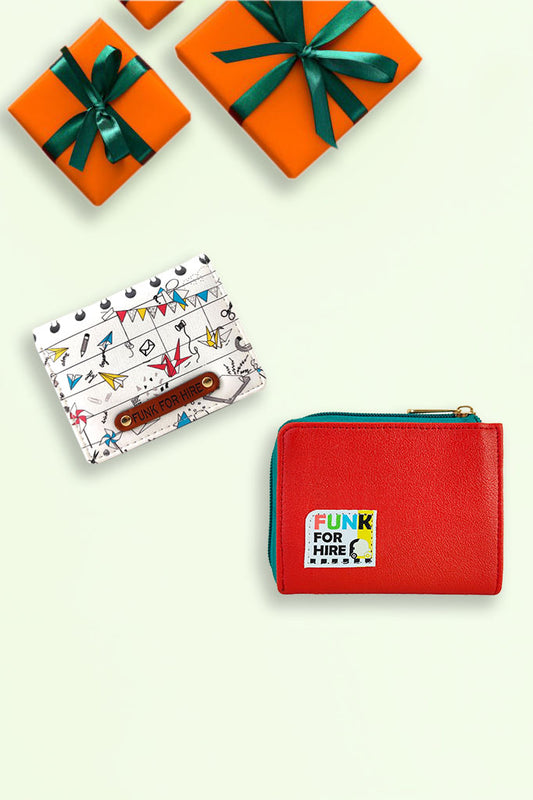 Combo Offers :Origami White Pocket Wallet& Red Zip Wallet