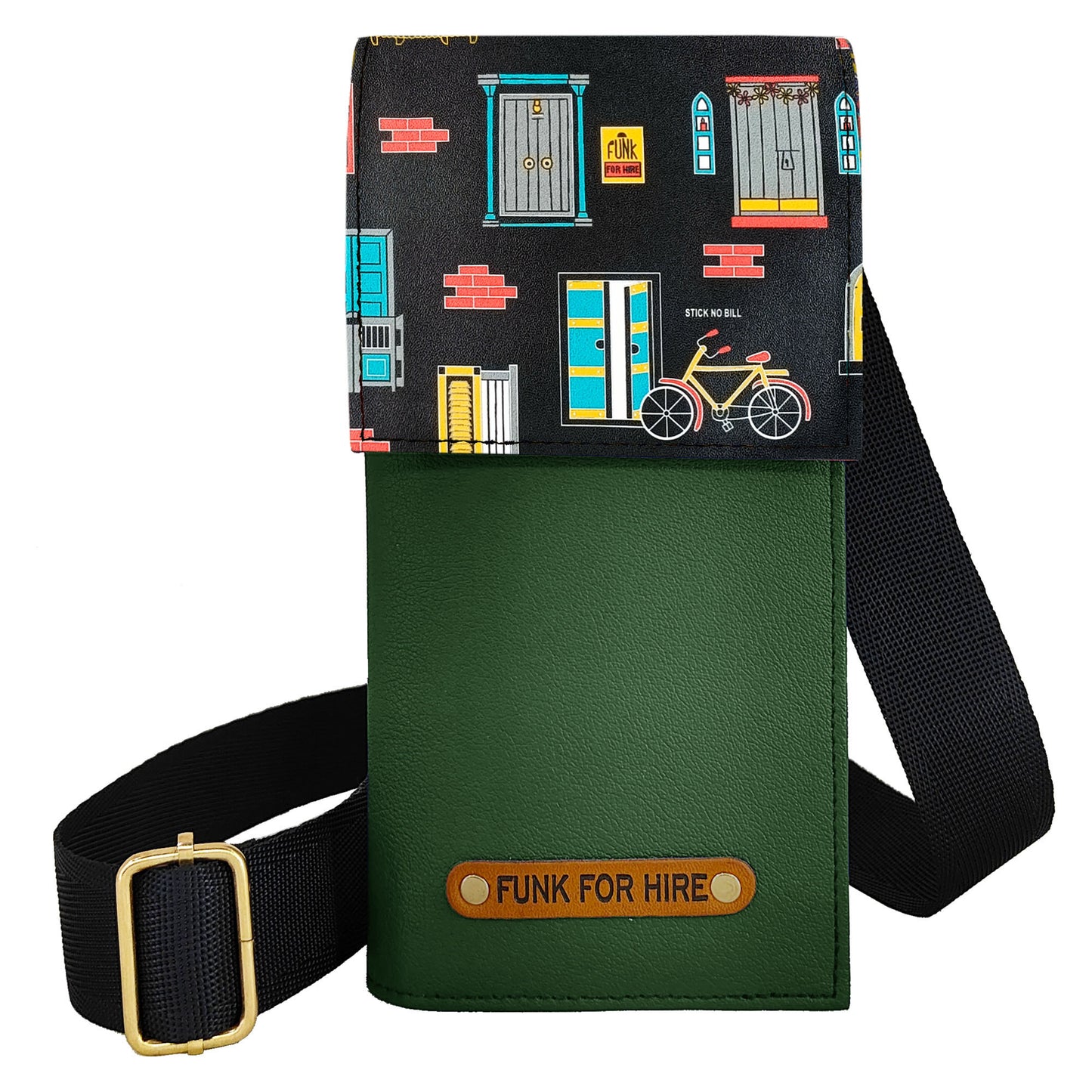 Wall Flap Mobile Phone Sling Black and Olive