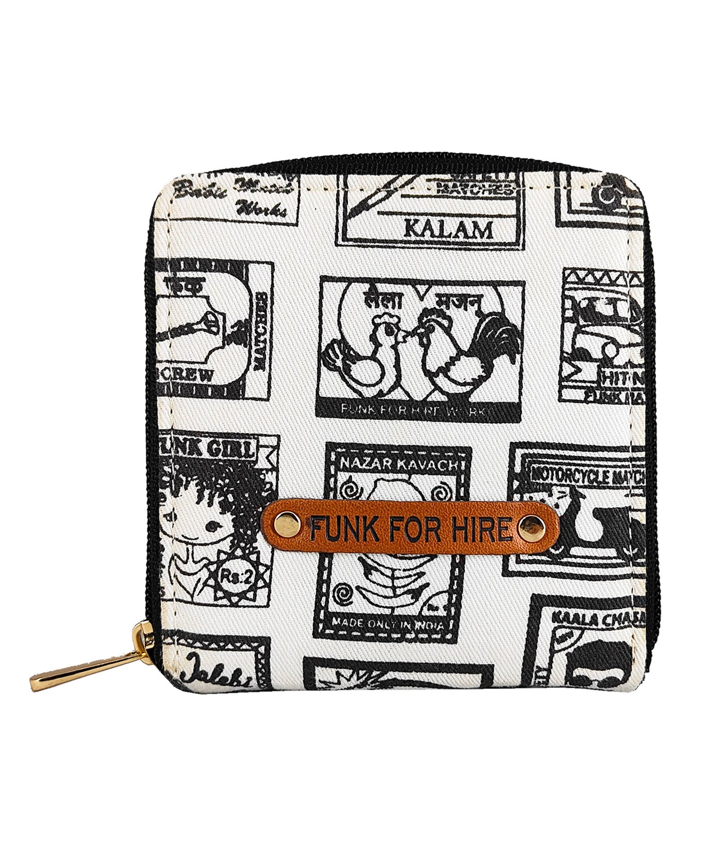 Combo Offers: Wall Tote Handbag Black & Match Collage Square Wallet White