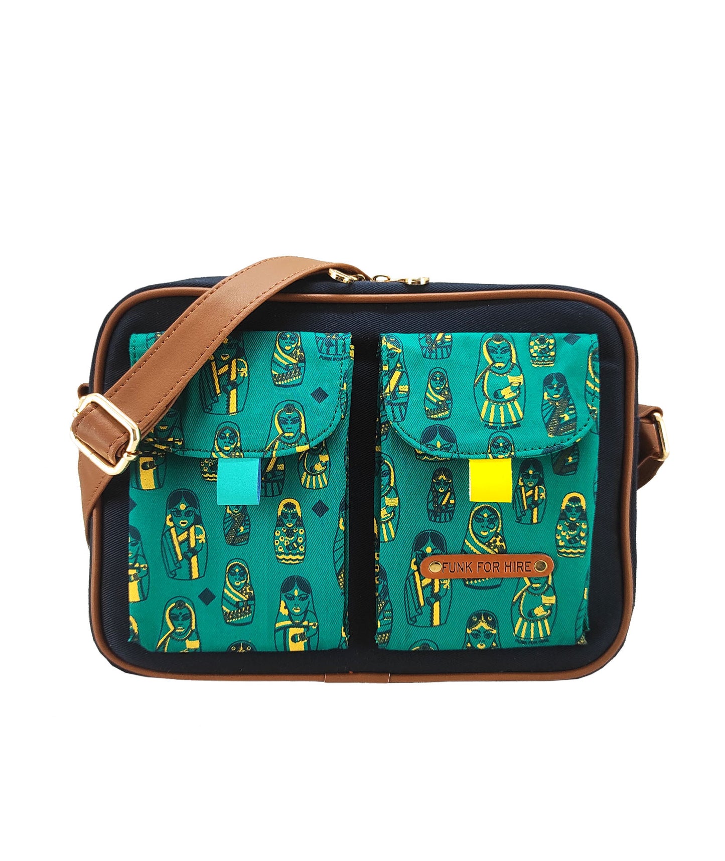 Doll Two Pocket Sling Bag Turquoise