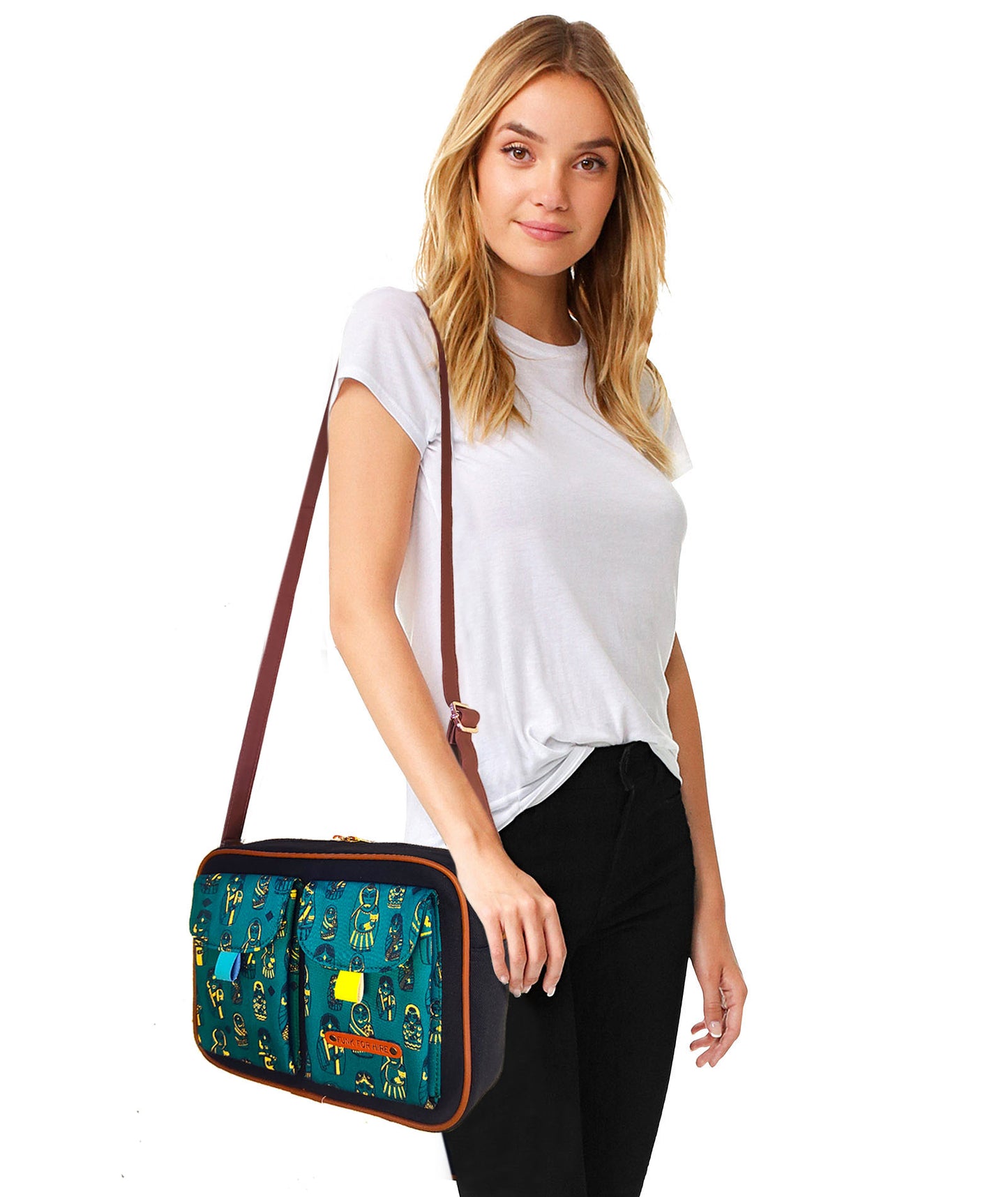 Doll Two Pocket Sling Bag Turquoise