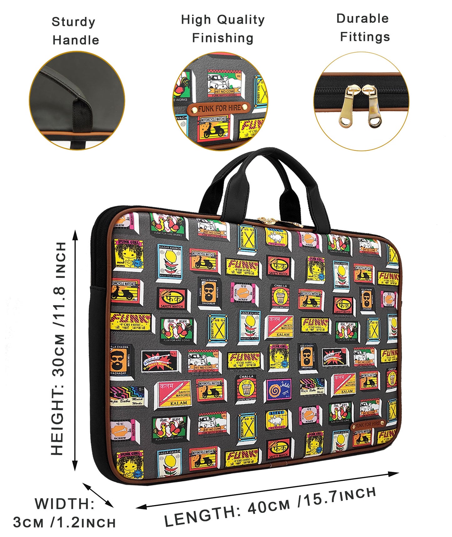 Combo Offers : Match Collage Laptop Grey Sleeve & Matchstick Card Black Wallet