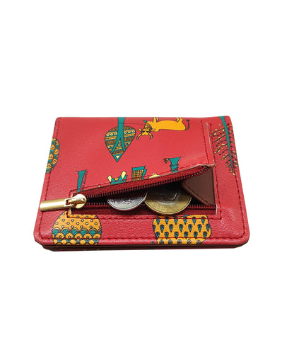 Tree Printed Red Pocket Wallet