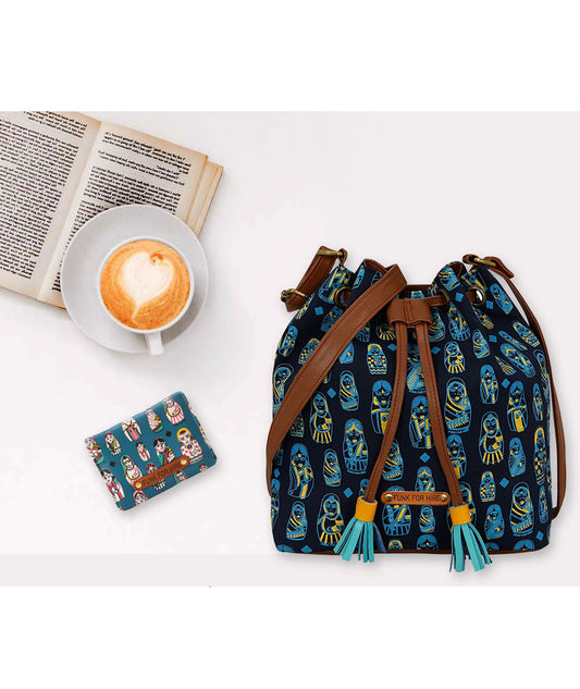 Combo Offers: Doll Drawstring Bag & Doll Pocket Teal Wallet