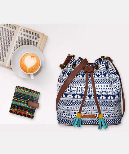 💥Combo Offers : Music Border Drawstring Sling Bag & Loop Multicolour Wallet