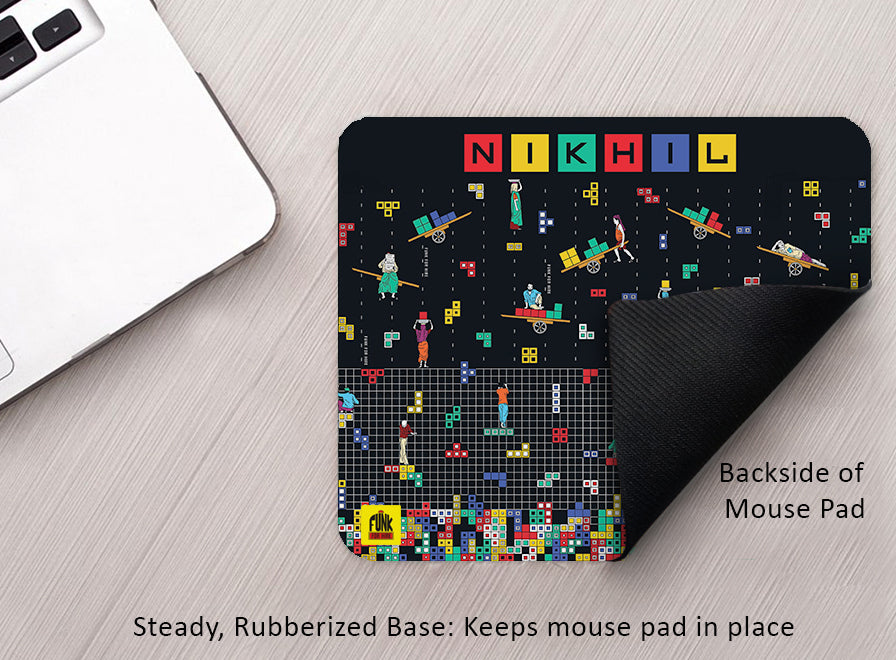 Personalized Tetris Printed Black Anti - Slip Mouse Pad