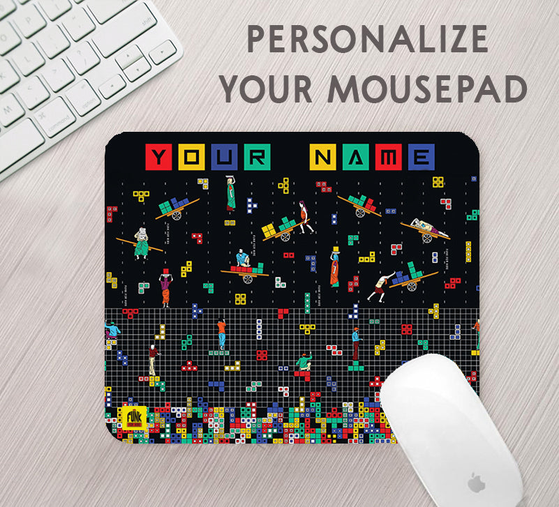 Personalized Tetris Printed Black Anti - Slip Mouse Pad