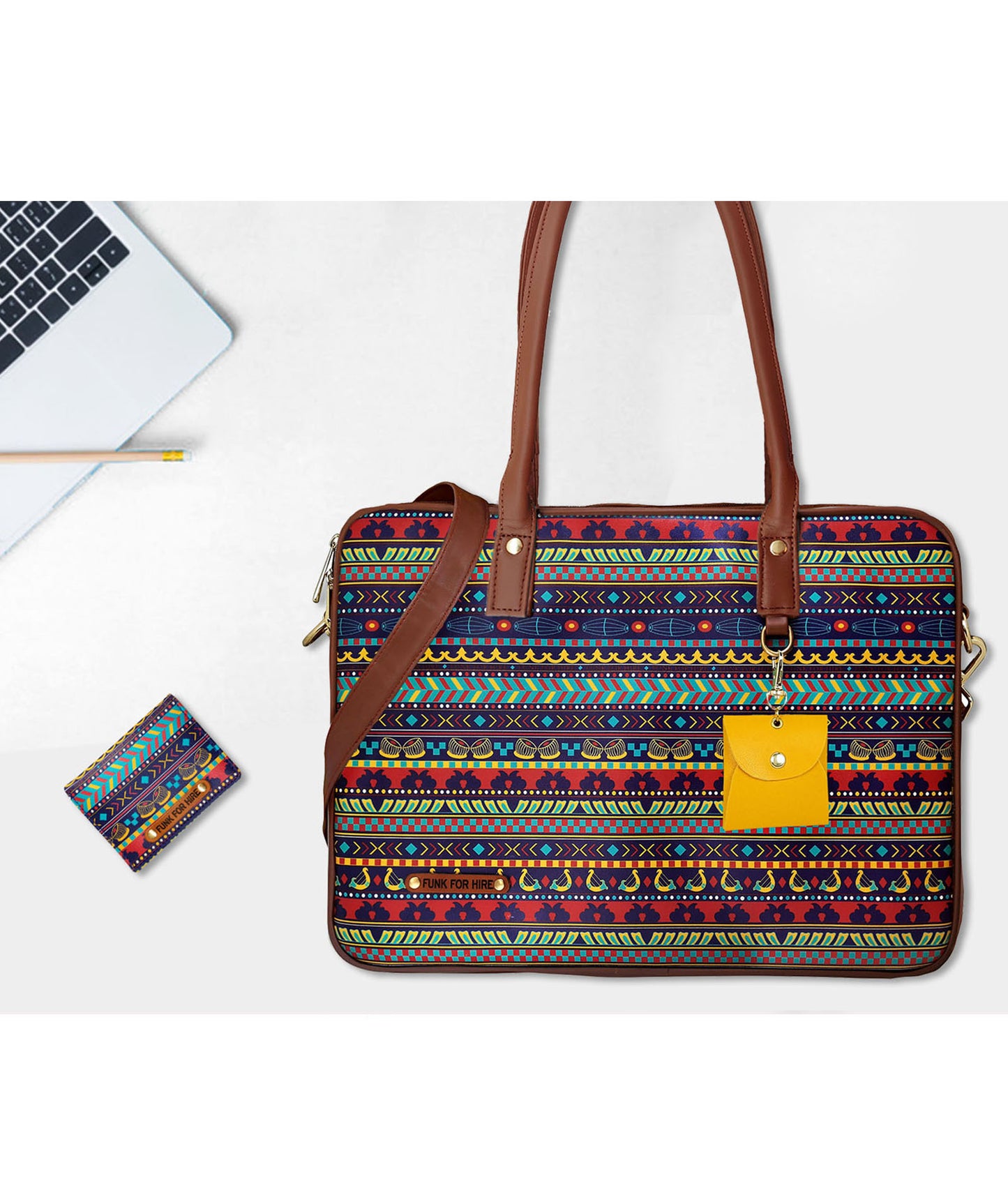Combo Offers : Music Border Laptop Multi Handbag & Pocket Multicolour Wallet