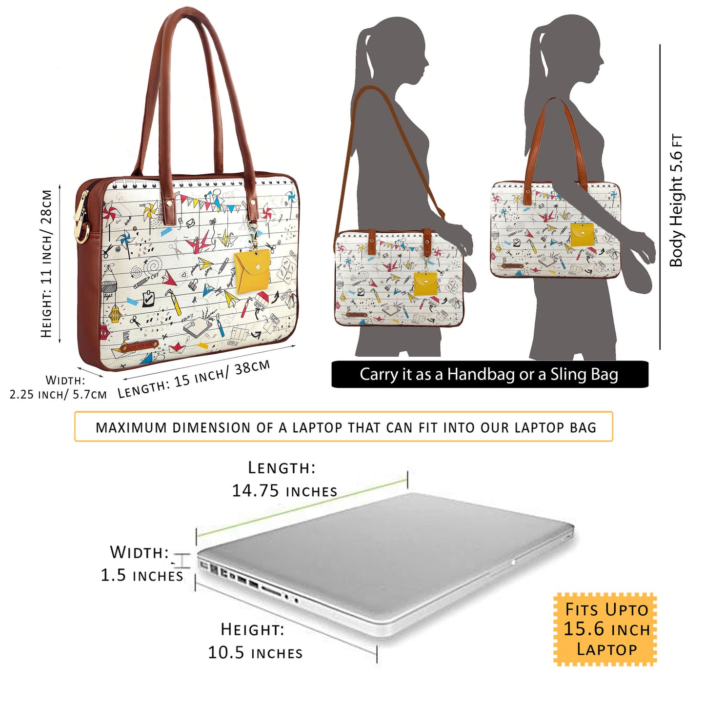 Combo Offers : Origami Laptop White Handbag & Loop White Wallet