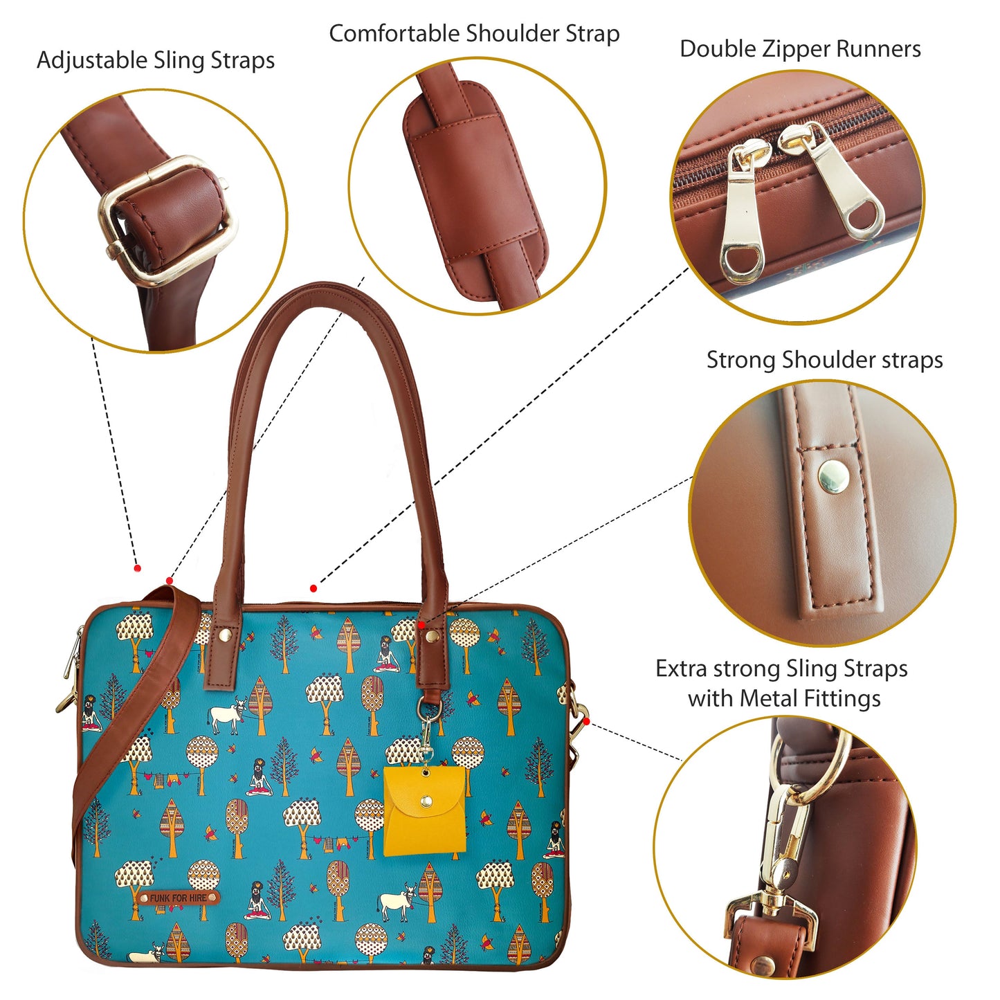 Combo Offers : Tree Laptop Teal Handbag & Loop Aqua Wallet