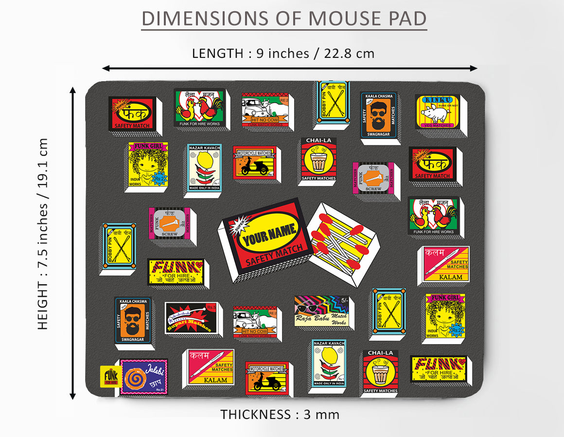 Personalized Match Box Collage Printed Grey Anti - Slip Mouse Pad