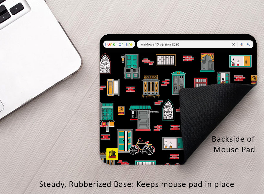 Wall Door And Windows Printed Black Anti - Slip Mouse Pad